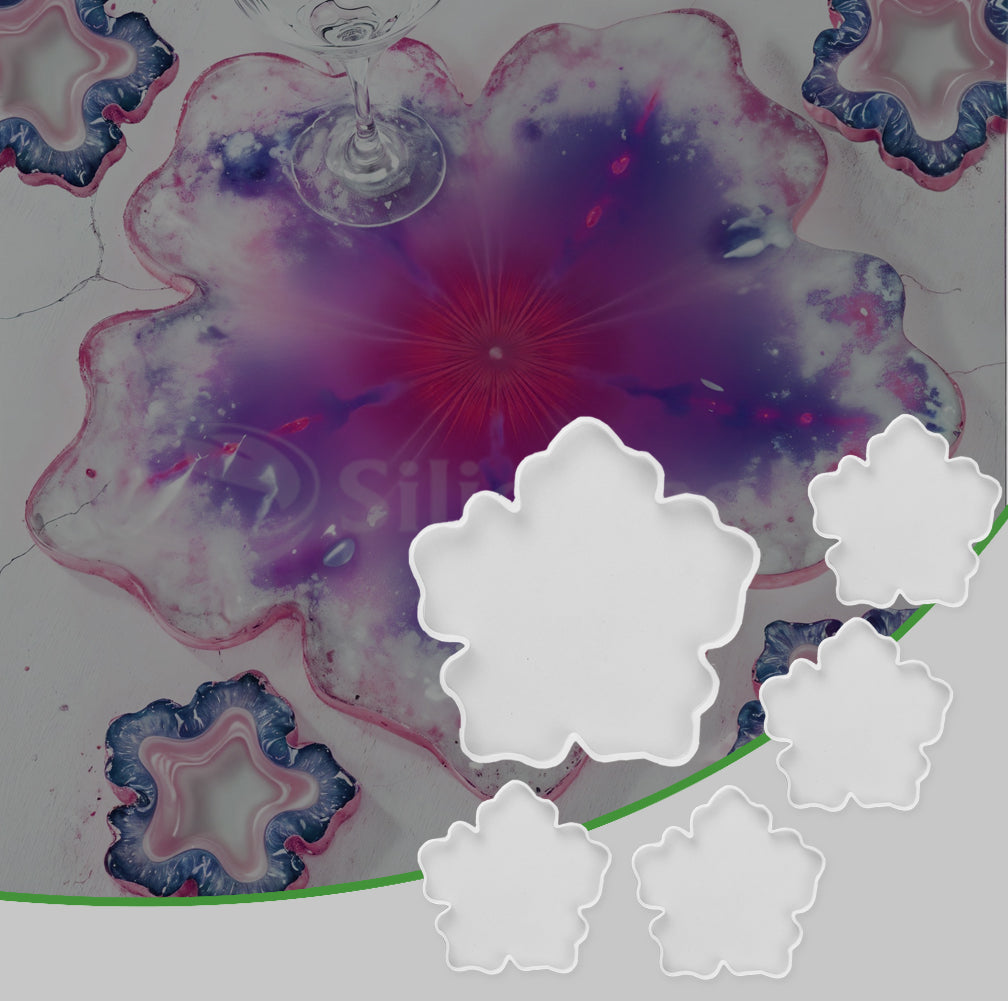 SILICOMOLDS - 14" FLOWER PLATTER / COASTER + 4PC 5"FLOWER COASTER MOLD - URP125- RM